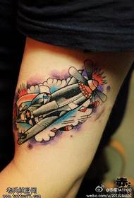 Arm color airplane tattoo pattern