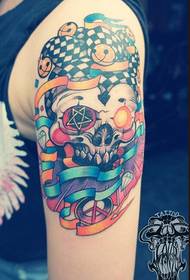 An arm color clown tattoo pattern