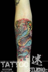 Arm color tiger head snake tattoo tattoo works shared by tattoo shop
