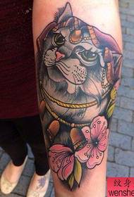 Tattoo show, recommend a woman arm cat tattoo work