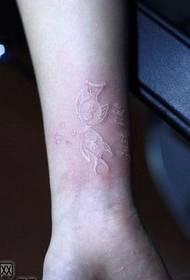 Cute arm white small goldfish tattoo pattern
