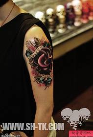 arm European flower tattoo pattern