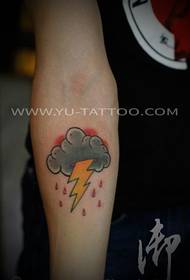 Arm color thunder shower tattoo work