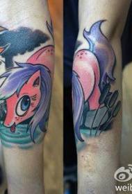 Cute and stylish pony tattoo pattern with arms