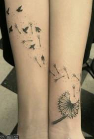 Arm fashion dandelion pigeon tattoo pattern