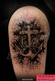 Arm branded anchor tattoo work