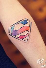 Arm color superman logo tattoo pattern
