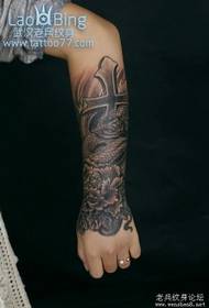 Snake Tattoo Pattern: Arm Snake Peony Cross Tattoo Pattern