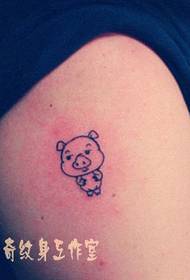 Arm cute cartoon pig tattoo pattern