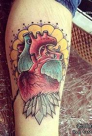 Leg heart tattoo works