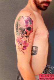 Arm color splash ink tattoo works