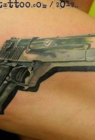 3d pistol tattoo pattern on the arm
