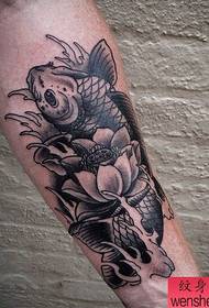 Tattoo show, recommend an arm lotus carp fish tattoo work