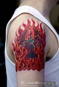 Boy arm fashion classic flame tattoo pattern