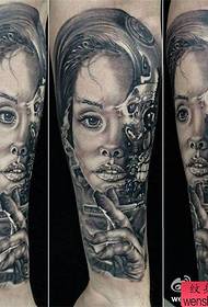 Tattoo show, recommend an arm mechanical girl tattoo work