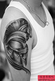 Tattoo show, recommend an arm Roman helmet tattoo work