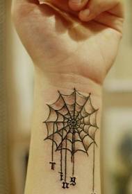 Ang pulso sa spider web tattoo naglihok