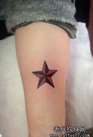 Girl's arm color small five-pointed star tattoo pattern