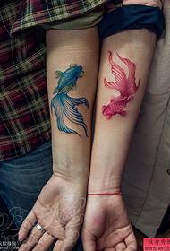 Arm couple color goldfish tattoo picture