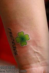 Small and stylish four-leaf clover tattoo pattern