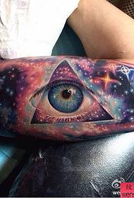 Arm color starry god eye tattoo work