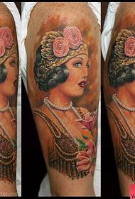 Arm lady figure tattoo work