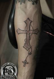 Arm personality cross tattoo pattern