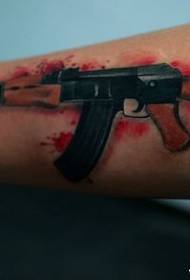 Patrón de tatuaje de pistola súper guapo hombre brazo