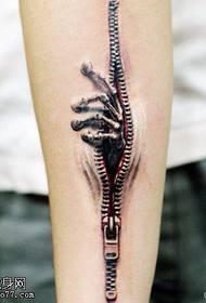 Arm 3D zipper tattoos are shared by tattoos