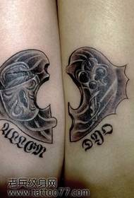 Arm couple love key lock tattoo pattern