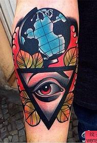 Arm color all-seeing eye tattoo pattern
