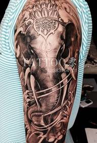Arm traditional elephant tattoo pattern