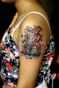An arm colored rabbit tattoo pattern