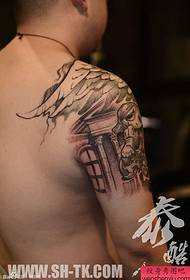arm son daughter house wings half-bow 3 tattoo pattern