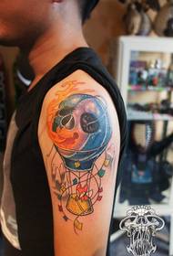 Star color hot air balloon fox tattoo works