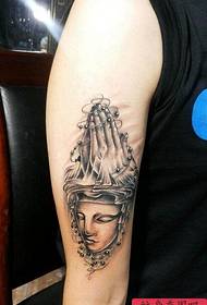 Arm prayer hand tattoo work