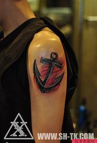 Arm flame anchor tattoo pattern