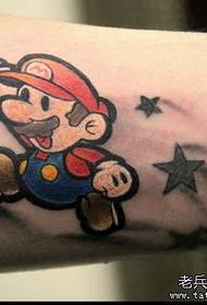 an arm color super Mario tattoo pattern