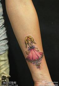 Woman arm color doll tattoo work shared by Tattoo Hall