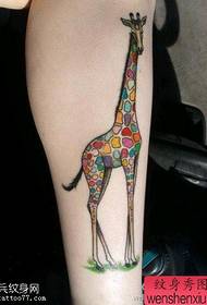Arm color giraffe tattoo work