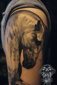 Kar szép klasszikus fekete szürke ló tetoválás minta
