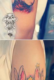Girl's arm cute trend bunny tattoo patroon