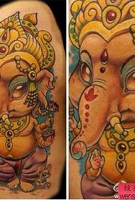Arm color religious elephant god tattoo work