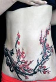 elegant plum belly tattoo