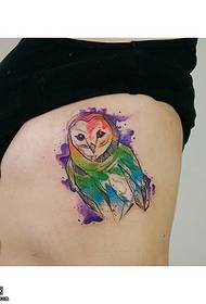 tatuagem de aquarela coruja barriga