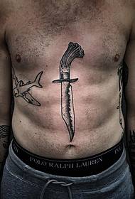 abdomen dagger European and American personality tattoo pattern