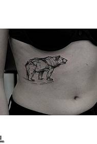 patrón de tatuaxe de lobo de liña de abdome