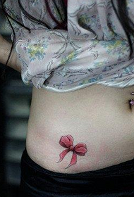 beauty abdomen small bow tattoo pattern