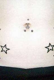 abdomen black five-pointed star tattoo picture
