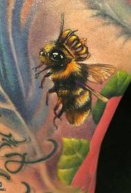 abdomen Painted crown bee tattoo pattern